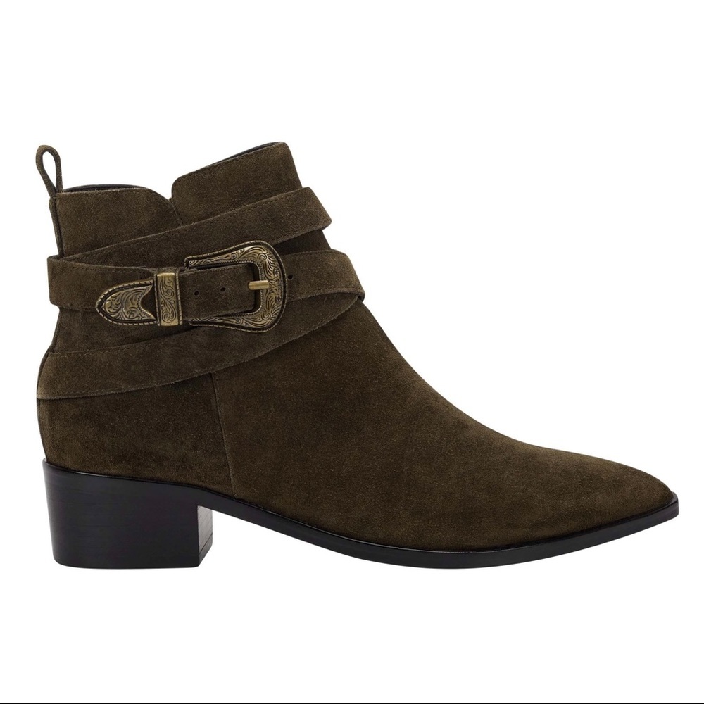 Marc Fisher Green Yandi Suede Western Ankle Bootie